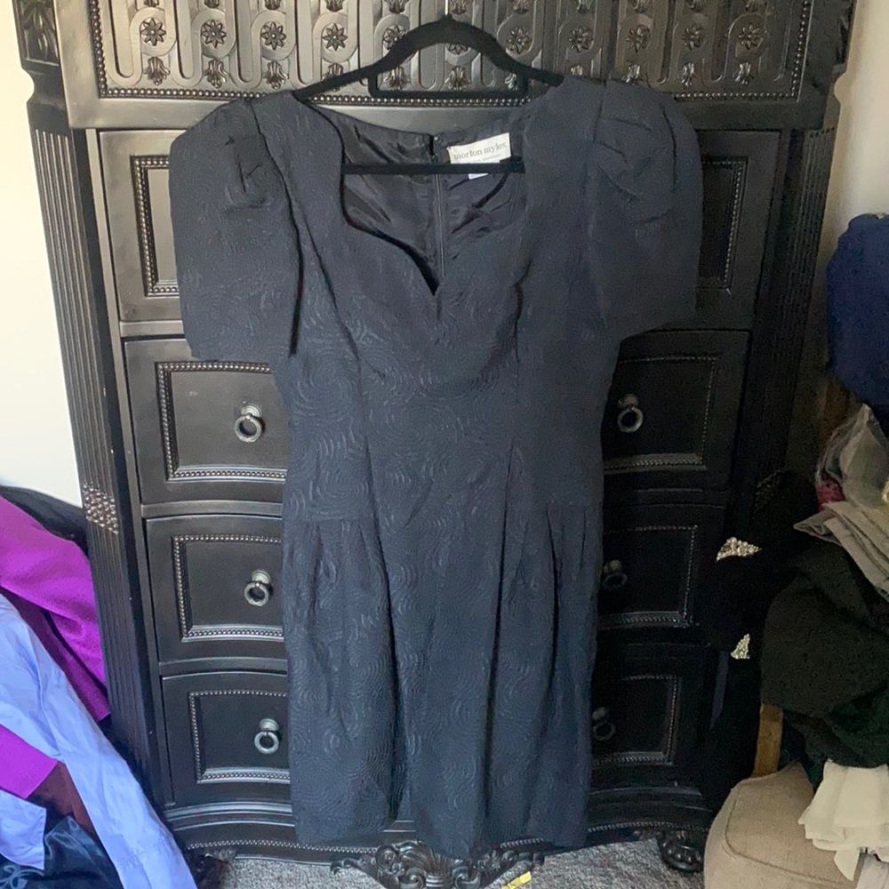 Vintage 80’s Morton Myles 100% Silk Black Dress Size 10